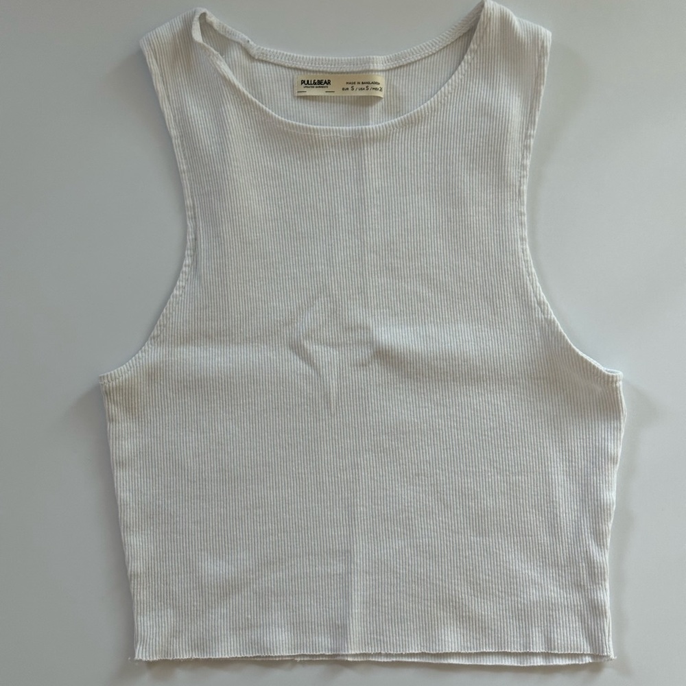 Pull&Bear High Neck White Tank